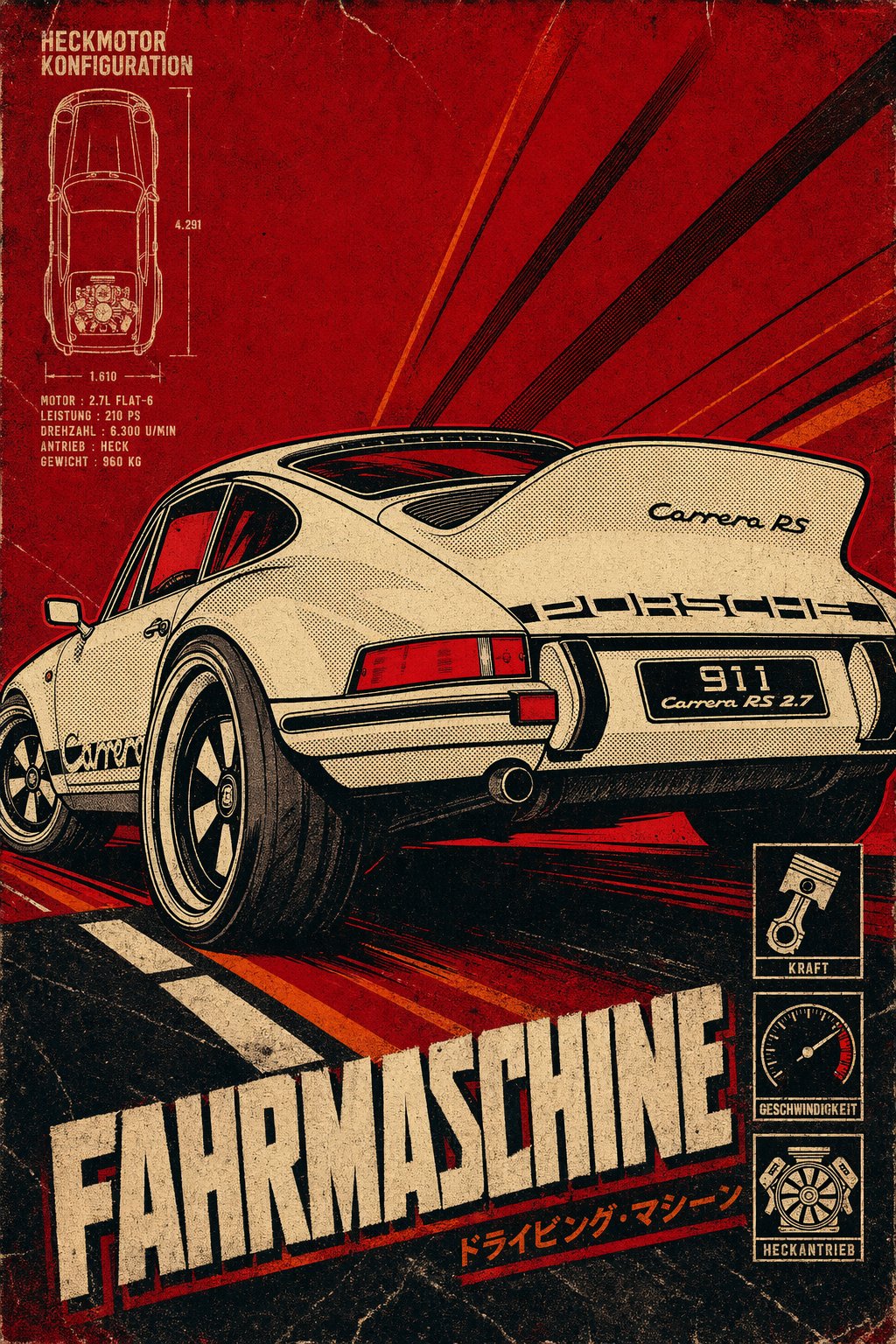 Vintage Porsche 911 — Screenprint Poster — GPT Image 2.0 example