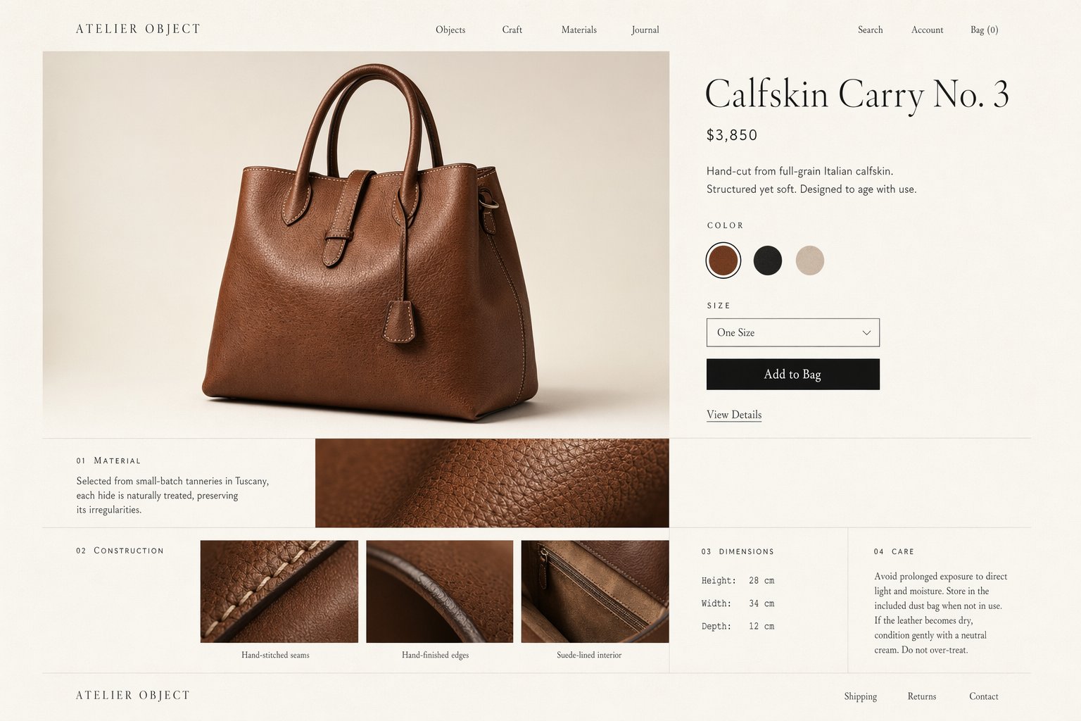 Luxury E-Commerce — Atelier Object — GPT Image 2.0 example