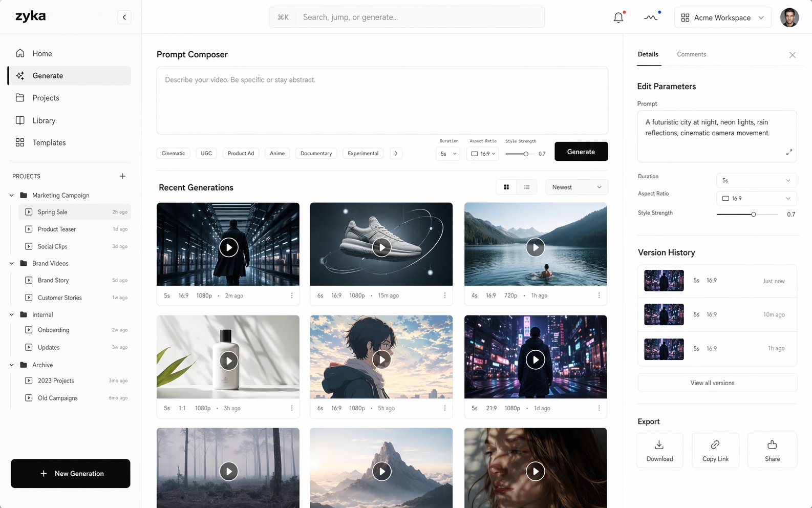 SaaS Video Generation Dashboard — GPT Image 2.0 example