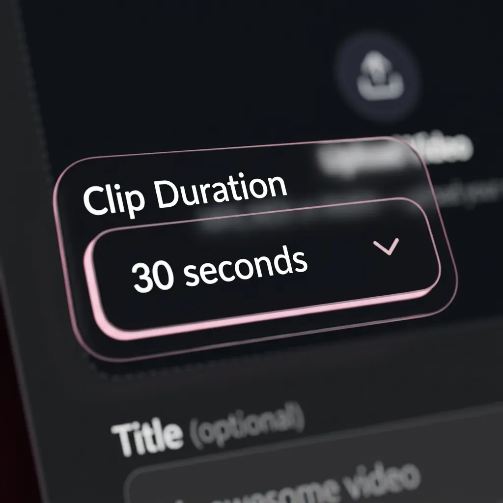 Clip Duration dropdown control showing the duration selection step in the Short Video Creator workflow